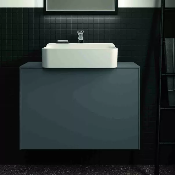 Dulap baza suspendat Ideal Standard Atelier Conca 1 sertar si blat cu decupaj central 80 cm antracit mat [3]