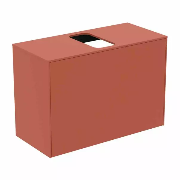 Mobilier Baie - Dulap baza suspendat Ideal Standard Atelier Conca 1 sertar si blat cu decupaj central 80 cm rosu - oranj mat