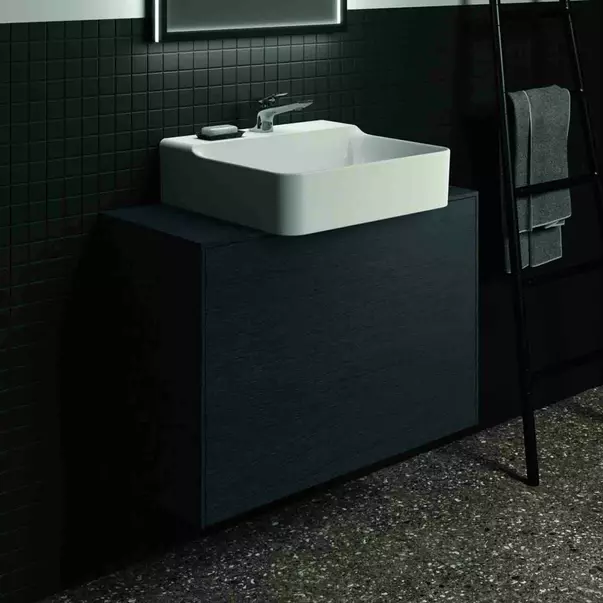 Dulap baza suspendat Ideal Standard Atelier Conca 1 sertar si blat cu decupaj central 80 cm finisaj stejar inchis [2]