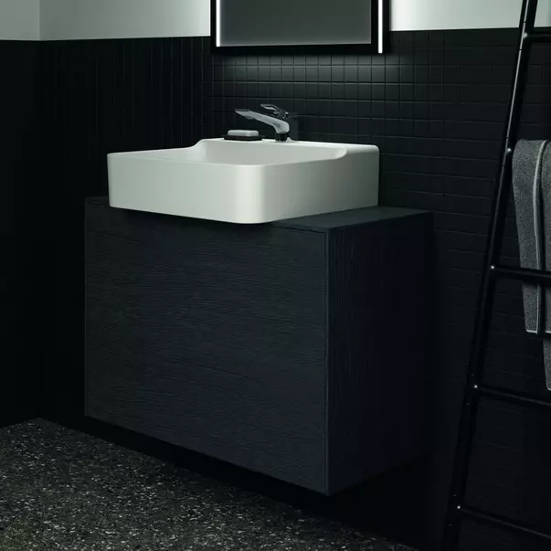 Dulap baza suspendat Ideal Standard Atelier Conca 1 sertar si blat cu decupaj central 80 cm finisaj stejar inchis [4]