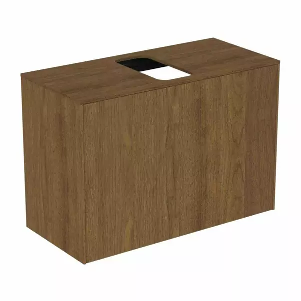 Dulap baza suspendat Ideal Standard Atelier Conca 1 sertar si blat cu decupaj central 80 cm finisaj nuc inchis [2]