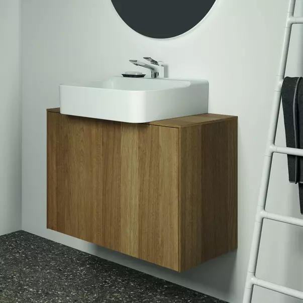 Dulap baza suspendat Ideal Standard Atelier Conca 1 sertar si blat cu decupaj central 80 cm finisaj nuc inchis [5]