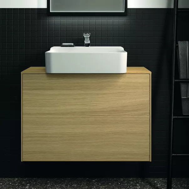 Dulap baza suspendat Ideal Standard Atelier Conca 1 sertar si blat cu decupaj central 80 cm finisaj stejar deschis [3]