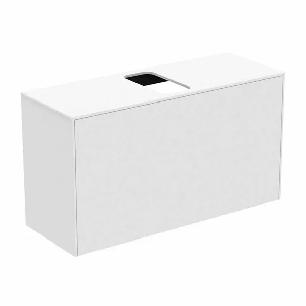 Mobilier Baie - Dulap baza suspendat Ideal Standard Atelier Conca 1 sertar si blat cu decupaj central 100 cm alb mat