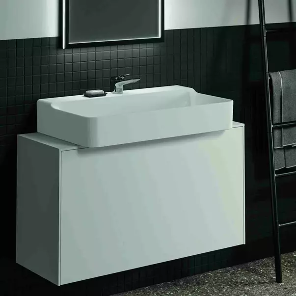 Dulap baza suspendat Ideal Standard Atelier Conca 1 sertar si blat cu decupaj central 100 cm alb mat [2]