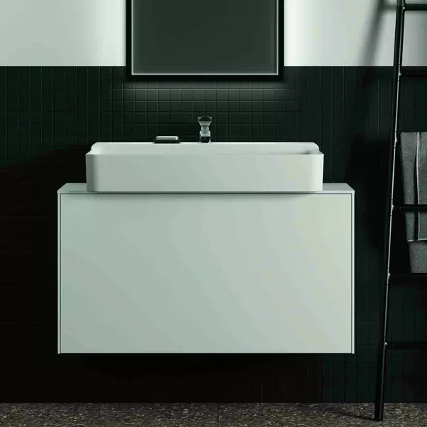 Dulap baza suspendat Ideal Standard Atelier Conca 1 sertar si blat cu decupaj central 100 cm alb mat [3]