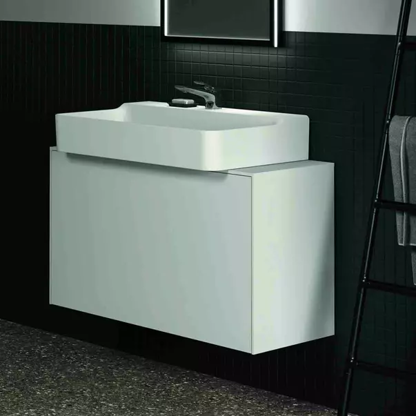 Dulap baza suspendat Ideal Standard Atelier Conca 1 sertar si blat cu decupaj central 100 cm alb mat [4]