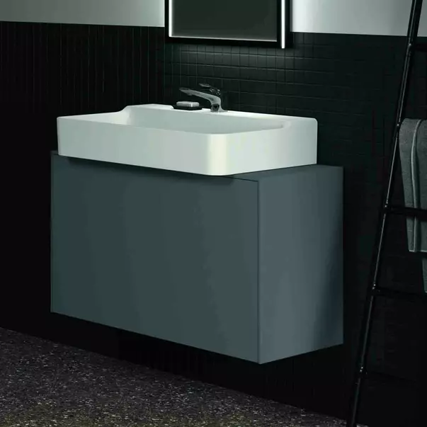 Dulap baza suspendat Ideal Standard Atelier Conca 1 sertar si blat cu decupaj central 100 cm antracit mat [5]