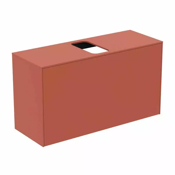 Mobilier Baie - Dulap baza suspendat Ideal Standard Atelier Conca 1 sertar si blat cu decupaj central 100 cm rosu - oranj mat