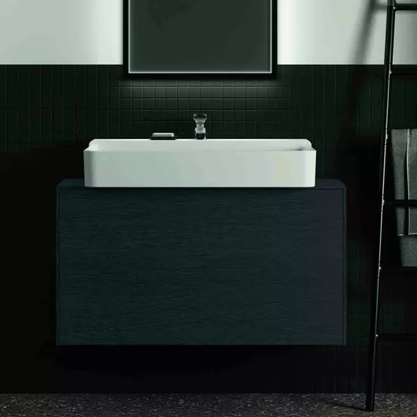 Dulap baza suspendat Ideal Standard Atelier Conca 1 sertar si blat cu decupaj central 100 cm finisaj stejar inchis [3]