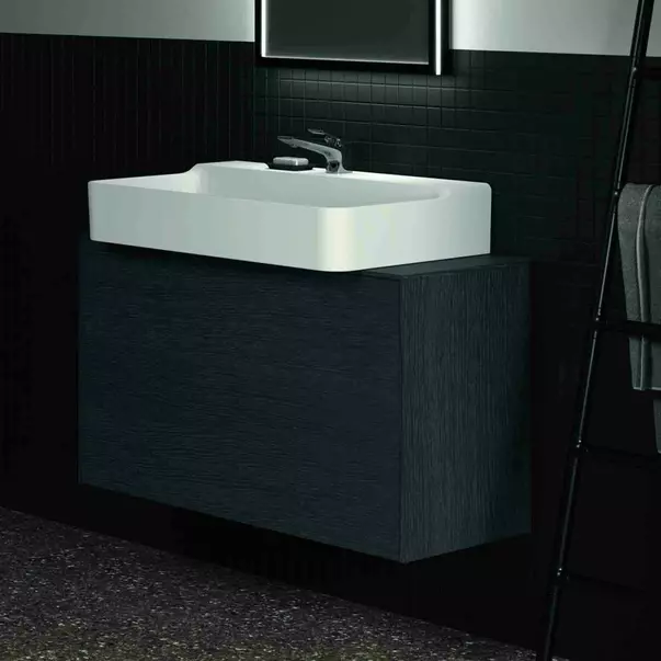 Dulap baza suspendat Ideal Standard Atelier Conca 1 sertar si blat cu decupaj central 100 cm finisaj stejar inchis [4]