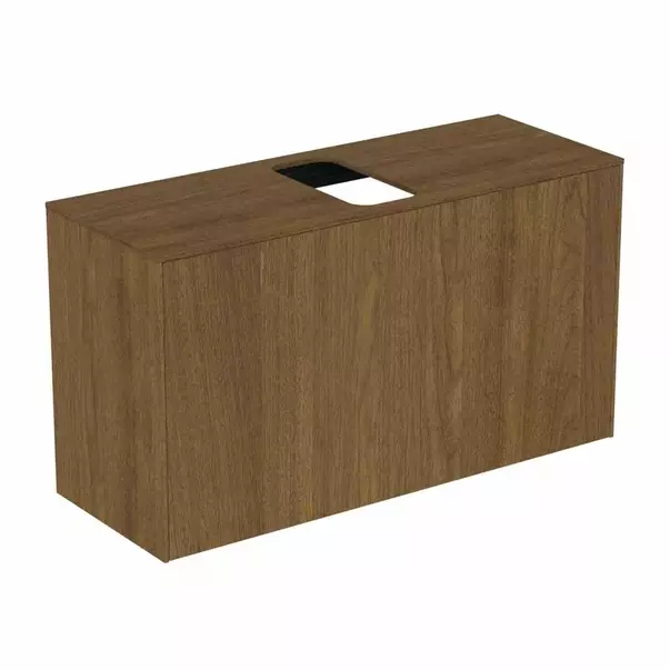 Dulap baza suspendat Ideal Standard Atelier Conca 1 sertar si blat cu decupaj central 100 cm finisaj nuc inchis [2]