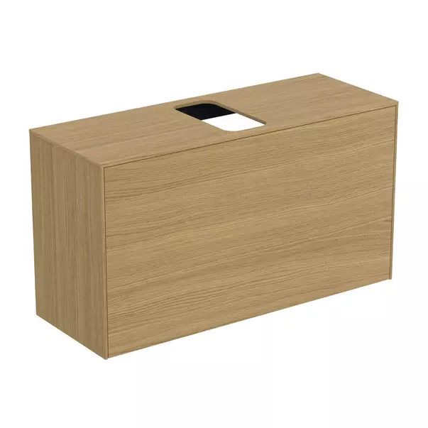 Mobilier Baie - Dulap baza suspendat Ideal Standard Atelier Conca 1 sertar si blat cu decupaj central 100 cm finisaj stejar deschis