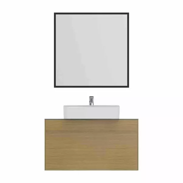 Dulap baza suspendat Ideal Standard Atelier Conca 1 sertar si blat cu decupaj central 100 cm finisaj stejar deschis [6]