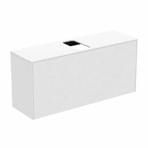 Mobilier Baie - Dulap baza suspendat Ideal Standard Atelier Conca 1 sertar si blat cu decupaj central 120 cm alb mat