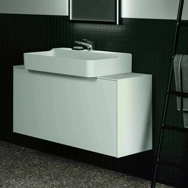 Dulap baza suspendat Ideal Standard Atelier Conca 1 sertar si blat cu decupaj central 120 cm alb mat [4]