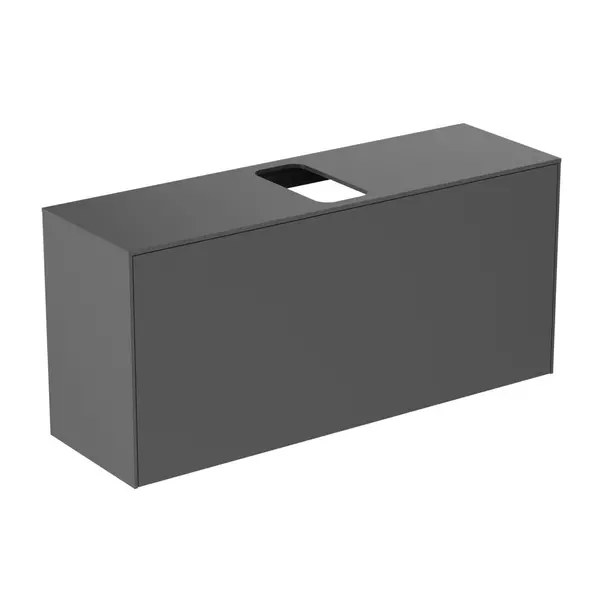 Mobilier Baie - Dulap baza suspendat Ideal Standard Atelier Conca 1 sertar si blat cu decupaj central 120 cm antracit mat