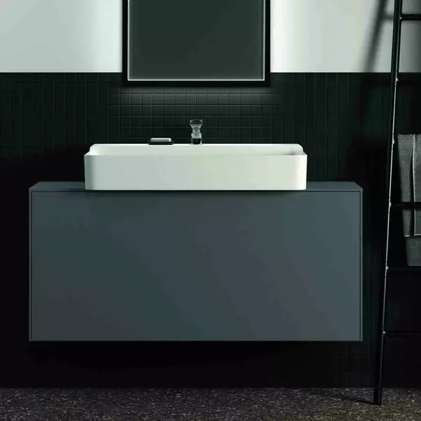 Dulap baza suspendat Ideal Standard Atelier Conca 1 sertar si blat cu decupaj central 120 cm antracit mat [3]