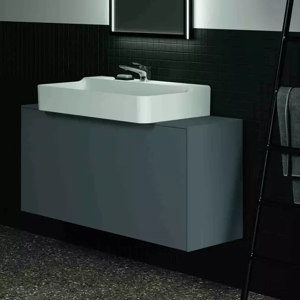 Dulap baza suspendat Ideal Standard Atelier Conca 1 sertar si blat cu decupaj central 120 cm antracit mat [4]