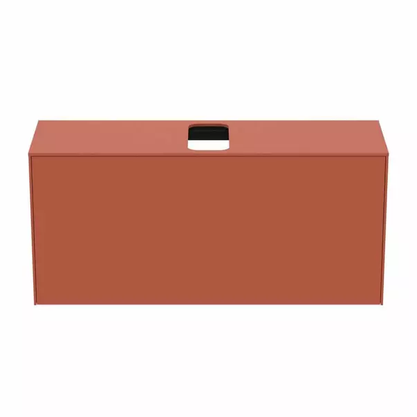 Dulap baza suspendat Ideal Standard Atelier Conca 1 sertar si blat cu decupaj central 120 cm rosu - oranj mat [7]