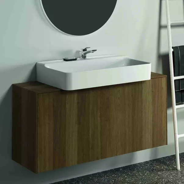Dulap baza suspendat Ideal Standard Atelier Conca 1 sertar si blat cu decupaj central 120 cm finisaj nuc inchis [3]