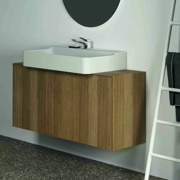 Dulap baza suspendat Ideal Standard Atelier Conca 1 sertar si blat cu decupaj central 120 cm finisaj nuc inchis [5]