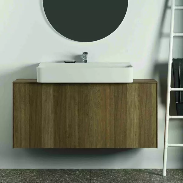 Dulap baza suspendat Ideal Standard Atelier Conca 1 sertar si blat cu decupaj central 120 cm finisaj nuc inchis [6]