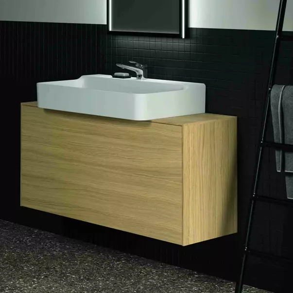 Dulap baza suspendat Ideal Standard Atelier Conca 1 sertar si blat cu decupaj central 120 cm finisaj stejar deschis [5]