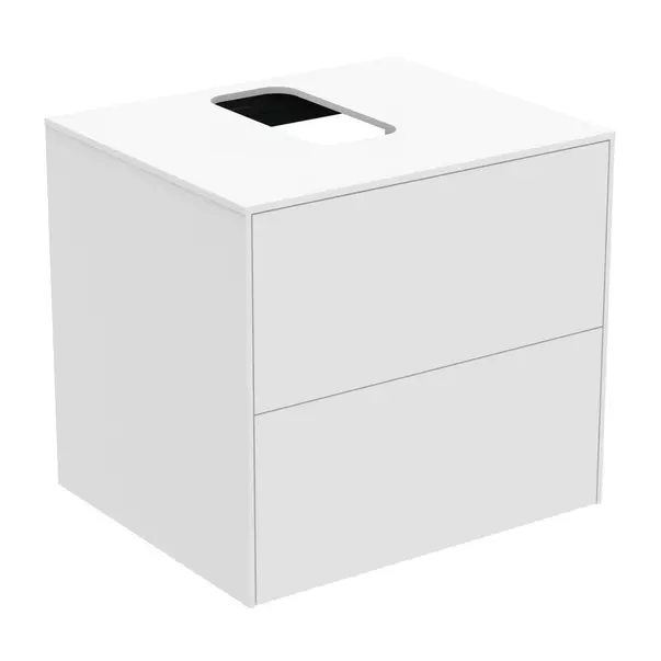 Mobilier Baie - Dulap baza suspendat Ideal Standard Atelier Conca alb mat 2 sertare si blat cu decupaj central 60 cm