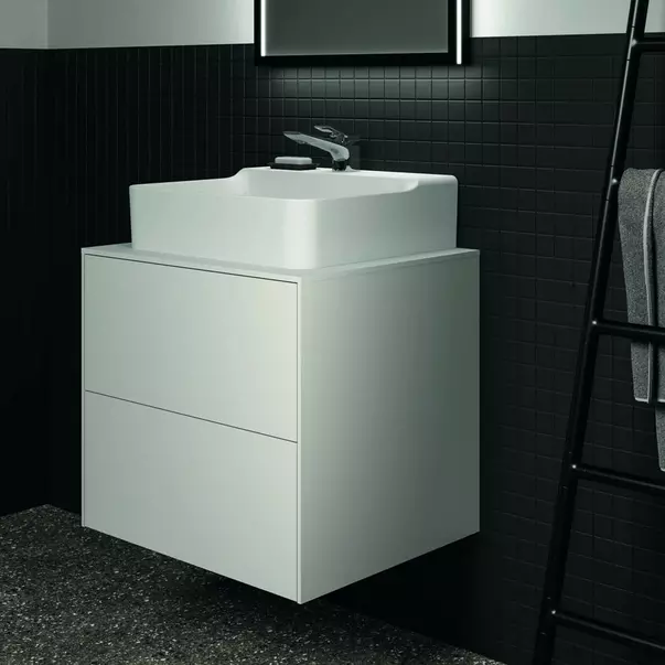 Dulap baza suspendat Ideal Standard Atelier Conca alb mat 2 sertare si blat cu decupaj central 60 cm [4]