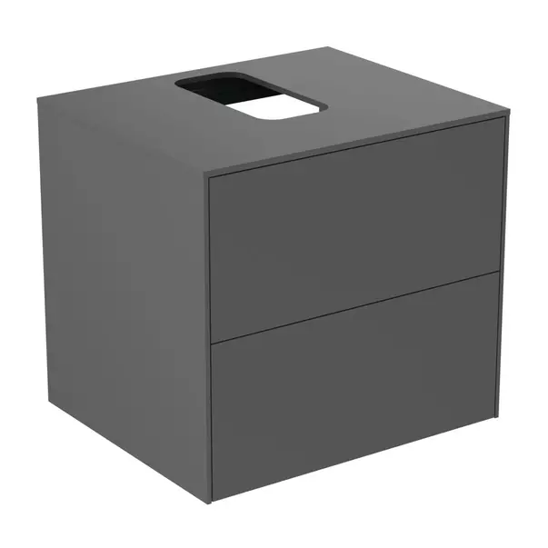  Dulapuri baie - Dulap baza suspendat Ideal Standard Atelier Conca antracit mat 2 sertare si blat cu decupaj central 60 cm