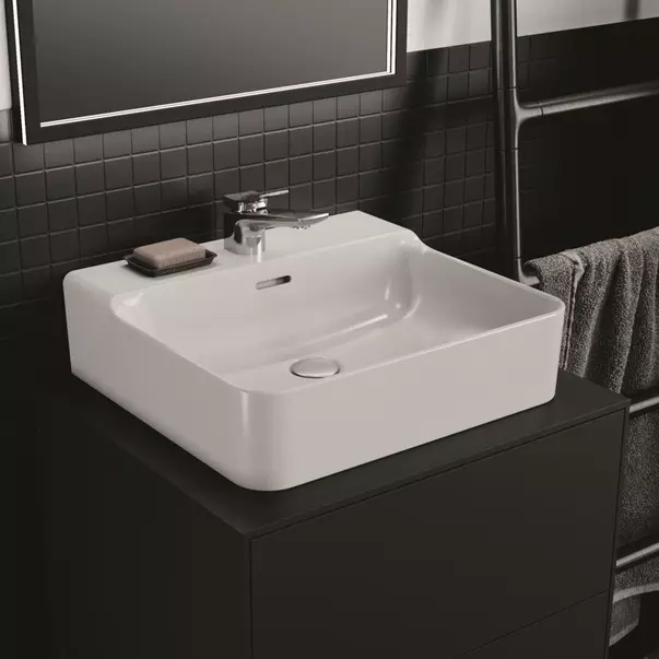 Dulap baza suspendat Ideal Standard Atelier Conca antracit mat 2 sertare si blat cu decupaj central 60 cm [3]