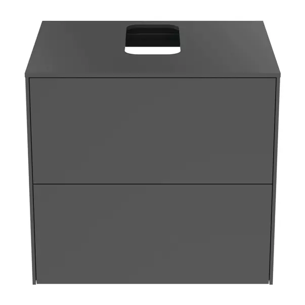 Dulap baza suspendat Ideal Standard Atelier Conca antracit mat 2 sertare si blat cu decupaj central 60 cm [7]