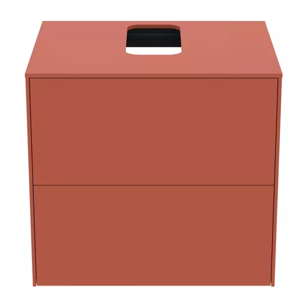Dulap baza suspendat Ideal Standard Atelier Conca rosu - oranj mat 2 sertare si blat cu decupaj central 60 cm [5]