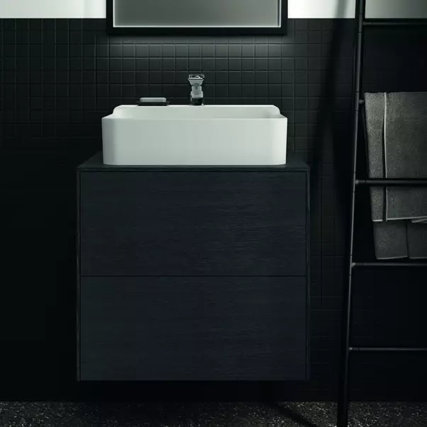 Dulap baza suspendat Ideal Standard Atelier Conca finisaj stejar inchis 2 sertare si blat cu decupaj central 60 cm [3]