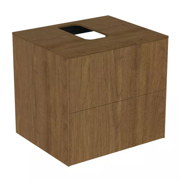 Dulap baza suspendat Ideal Standard Atelier Conca finisaj nuc inchis 2 sertare si blat cu decupaj central 60 cm [2]