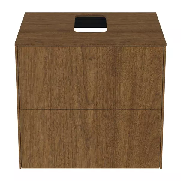 Dulap baza suspendat Ideal Standard Atelier Conca finisaj nuc inchis 2 sertare si blat cu decupaj central 60 cm [4]