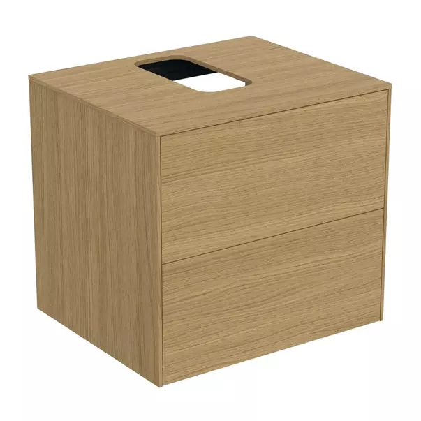  Dulapuri baie - Dulap baza suspendat Ideal Standard Atelier Conca finisaj stejar deschis 2 sertare si blat cu decupaj central 60 cm