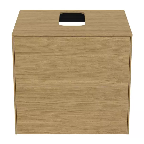 Dulap baza suspendat Ideal Standard Atelier Conca finisaj stejar deschis 2 sertare si blat cu decupaj central 60 cm [5]