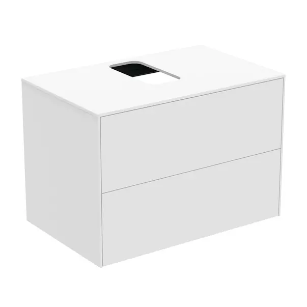 Mobilier Baie - Dulap baza suspendat Ideal Standard Atelier Conca alb mat 2 sertare si blat cu decupaj central 80 cm