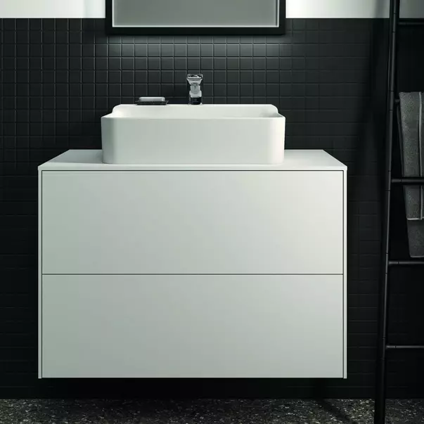 Dulap baza suspendat Ideal Standard Atelier Conca alb mat 2 sertare si blat cu decupaj central 80 cm [3]
