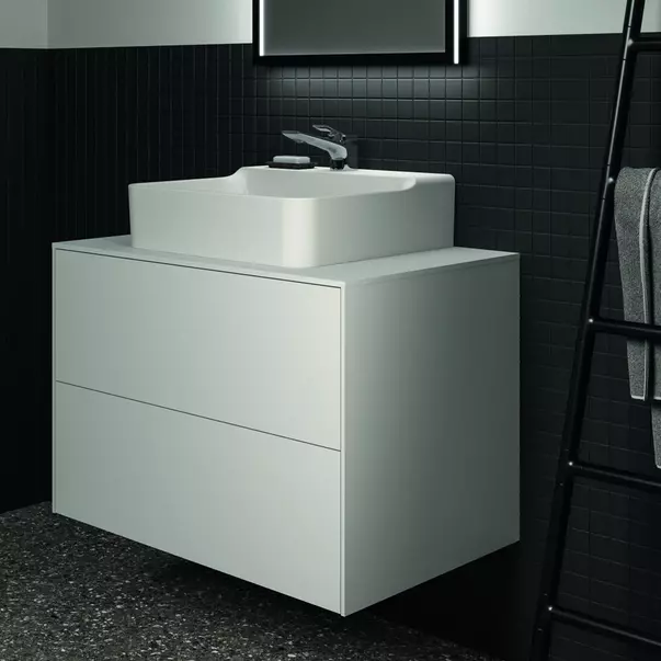 Dulap baza suspendat Ideal Standard Atelier Conca alb mat 2 sertare si blat cu decupaj central 80 cm [4]