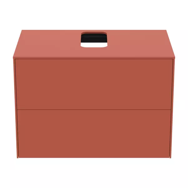 Dulap baza suspendat Ideal Standard Atelier Conca rosu - oranj mat 2 sertare si blat cu decupaj central 80 cm [5]