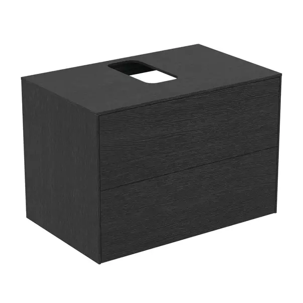  Dulapuri baie - Dulap baza suspendat Ideal Standard Atelier Conca finisaj stejar inchis 2 sertare si blat cu decupaj central 80 cm