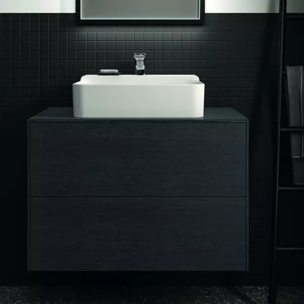 Dulap baza suspendat Ideal Standard Atelier Conca finisaj stejar inchis 2 sertare si blat cu decupaj central 80 cm [4]