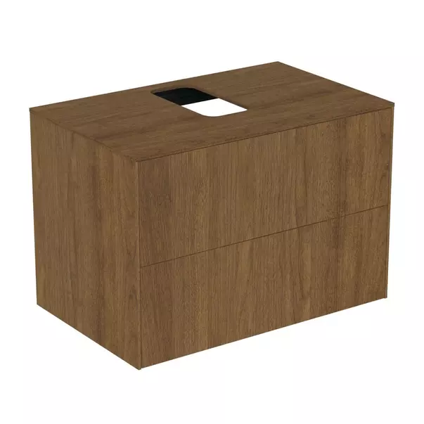  Dulapuri baie - Dulap baza suspendat Ideal Standard Atelier Conca finisaj nuc inchis 2 sertare si blat cu decupaj central 80 cm