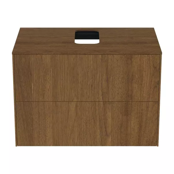 Dulap baza suspendat Ideal Standard Atelier Conca finisaj nuc inchis 2 sertare si blat cu decupaj central 80 cm [5]