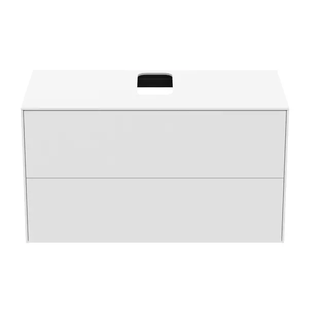 Dulap baza suspendat Ideal Standard Atelier Conca alb mat 2 sertare si blat cu decupaj central 100 cm [4]