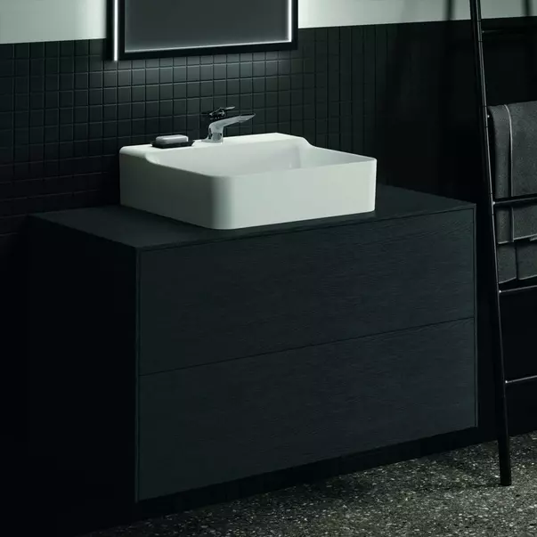  Dulapuri baie - Dulap baza suspendat Ideal Standard Atelier Conca finisaj stejar inchis 2 sertare si blat cu decupaj central 100 cm