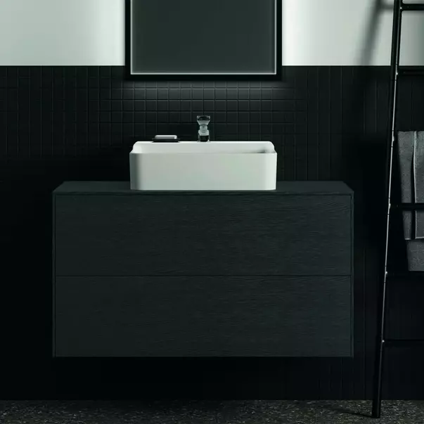 Dulap baza suspendat Ideal Standard Atelier Conca finisaj stejar inchis 2 sertare si blat cu decupaj central 100 cm [3]
